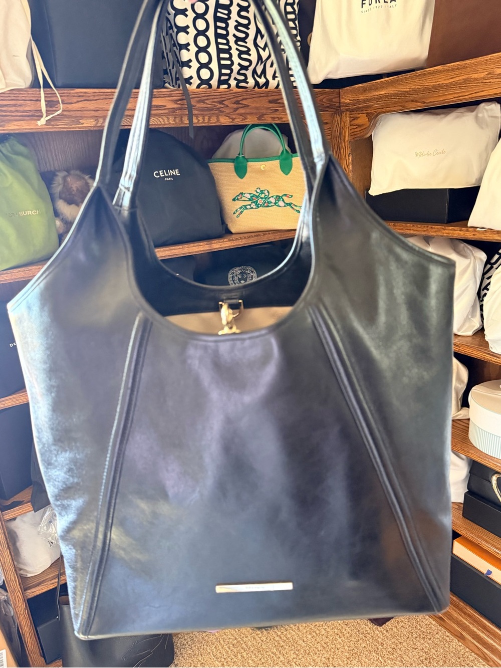 🔥Gorgeous‼️NWT - Authentic Brahmin Iona Black Leather Tote Bag✨✨✨ - Picture 8 of 16